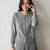 Cárdigan de punto de cachemira para mujer con bucles de toalla tridimensionales, nuevo estilo otoño e invierno, cuello redondo, cómodo, color liso, elegante, abrigo de manga larga