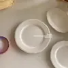 Plato de encaje repujado vintage estilo Ins, plato de cerámica blanco puro, borde repujado francés, plato de cena estilo occidental, plato para postre y desayuno
