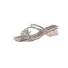 Pantuflas Francesas de Tacón Grueso para Verano para Mujer para Exterior 2025 Nuevo Estilo de Hada Lazo Diamante de Imitación Elegantes Tacón Alto Sandalias Cristal