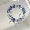 Pulseira Cauda de Peixe com Quatro Contas, Impressão Qi Yu de Amor e Espaço Profundo, Pulseira de Franjas de Alto Valor Nicho para Mulheres