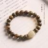 Pulsera de Sándalo Verde para Mujer Pulsera Mori Retro Linda Divertida Carbón de Bodhi Patas de Gato Piña Pequeña Círculo Único Cuentas de Pareja