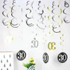 Decorações Pendentes Espirais Qc Conjunto de 12 Peças Decoração de Bandeiras Pendentes Espirais de PVC para 30º Aniversário Decoração de Festa de Aniversário