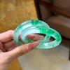 Atacado Pulseira Flor Flutuante Tipo Gelo, Pulseira Flor Flutuante Jade Espuma d'Água, Jade Gelo Alto, Substituta para Jade Dragão, Pulseira de Jade Quartizito Cor Esmeralda