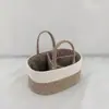 Cesta de Almacenamiento Portátil para Bebé Cesta de Almacenamiento para Artículos de Bebé Cesta de Almacenamiento de Cuerda de Algodón Cesta Tejida Grande de Luna Llena