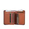 Billetera retro europea y americana de cuero genuino 1170, monedero, venta al por mayor de fábrica, estilo corto, múltiples ranuras para tarjetas, tarjetero, clip para dinero, cuero de cera de aceite