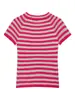Moda femenina transfronteriza: nueva colección de otoño, estilo europeo y americano, de manga corta, cuello redondo, cárdigan de punto a rayas, 2893147