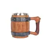 Taza de Cerveza de Resina con Forma de Barril de Madera Taza de Cerveza de Acero Inoxidable con Imitación de Madera Taza con Forma de Barril Taza con Forma de Tambor Cafetera Taza de Barriga