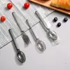 Cuchara desechable de plástico cuchara alargada mango esmerilado empaque individual tenedor de ensalada americano cubiertos para pesca de frutas impresión