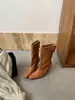 []2026 Outono/Inverno Nova Moda Bico Fino Salto Agulha Plissado Empilhado Alto Botas Femininas Dobráveis Meio da Panturrilha Panturrilha Larga Botas de Moda