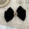 ¡Hija rica! Pinza para el cabello de lazo de flor de rosa de terciopelo negro, retro francés, pinza superior estilo Chanel, accesorios para el cabello avanzados
