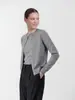 "White Dew" Cárdigan de Punto Redondo de Lana Tencel Delgado de Manga Larga Chaqueta de Aire Acondicionado Abrigo Corto Versátil Top para Mujer