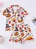 Pijama Infantil de Solapa para Halloween Estampado de Dibujos Animados Lindo Manga Corta Pantalón Corto Tela Ignífuga Ropa para el Hogar Venta al por Mayor