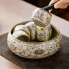 Cuenco de Cerámica Ru Kiln Hecho en Fábrica para Lavar el Té con Diseño de Loto, Accesorios para Juego de Té Kung Fu Casero, Recipiente para Residuos de Té, Lavabo