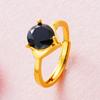 Anillo abierto de latón chapado en oro con incrustaciones de piedras preciosas y moneda europea, anillo femenino de imitación de oro de Vietnam, joyería para dama.