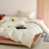 Juego de Ropa de Cama Floral Fresco de Primavera - Juego de Cuatro Piezas de Sábanas de Algodón Puro, Colcha, Funda Nórdica y Funda de Almohada para Cama de Dormitorio - Juego de Tres Piezas