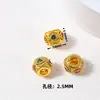 Acessórios de cristal DIY para pulseiras, contas espaçadoras douradas com areia, materiais para joias banhados a ouro cobre e acessórios de cordão feitos à mão