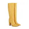 Botas de Mujer de Caña Alta de Color Sólido Talla 34-48 Botas de Cuero con Punta para Mujer Otoño e Invierno Zapatos de Mujer Ligeros con Tacón Súper Alto Talla Grande con Tacón Grueso