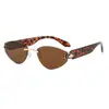 Gafas de Sol Retro Sin Marco para Viaje de Mujer Gama Alta Ojo de Gato Montura Pequeña Estilo Europeo Gafas de Sol con Protección UV para Caras Cuadradas y Redondas