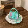 Bolsa feminina com cores contrastantes, de mão, patchwork, bolsa pequena quadrada tecida, novo modelo 2026, com fecho de trava, bolsa de ombro e transversal fashion