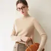 Suéter de cachemira suave para mujer, de punto, con cuello medio alto de doble hilo, estilo simple y versátil, mangas raglán, suéter base adelgazante