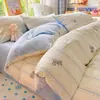 Estilo INS A algodón puro B terciopelo de leche juego de cuatro piezas invierno engrosado funda de edredón de terciopelo coral dormitorio estudiantil cálido juego de tres piezas