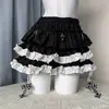 Nova Saia Preta de Renda Estilo Punk Feminina Verão Petite Subcultura Saia Fofa de Bolo Saia