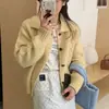 Jaqueta Suéter com Zíper Dongdaemun Coreano para Mulheres, Estilo Coreano de Outono, Cardigan de Tricô Solto e Moderno com Bolsos Versáteis