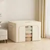 Caja de Almacenamiento de Tela Oxford con Marco de Acero y Ventana Transparente, Gran Capacidad para Ropa y Colchas, Caja Organizadora Plegable