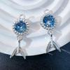 Pingente Princesa Sereia Cravejado de Diamantes Pingente de Franja de Cauda de Sereia Acessórios para Pulseira de Contas DIY Colar Brincos Grampo de Cabelo