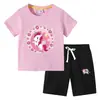 Ropa Infantil Camiseta Verano Nuevo Comercio Exterior Unicornio ins Coreano Algodón Infantil Mangas Cortas Pantalones Traje de Dos Piezas