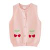 2023 nueva ropa para niños Chaleco de punto con bordado de cerezas para niñas Chaleco de algodón para niños Suéter cárdigan una generación de cabello