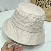 Sombrero de pescador plisado simple de estilo japonés para mujer, primavera y verano, liso, informal, combinable, con aspecto de cara pequeña, sombrero de lavabo, sombrero de sol de viaje, marea