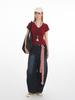 HeyHenry Camiseta Roja de Cuello en V Ressel de Manga Corta para Mujer Verano 2025 Ajustada Ceñida Top Slim de Hombro
