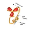 Anillo de Acero de Titanio con Flor de Tres Pétalos Retro de Moda, Elegante y a la Moda, Anillo Abierto Ajustable, Accesorio Pulido