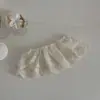 Camisa de Manga Larga a Cuadros con Solapa de Cuatro Botones Estilo INS para Bebés Niñas, Cubrepañal con Volantes de Encaje, Pantalones Sueltos de Encaje