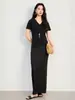 Falda recta versátil de estilo coreano retro, suave y casual, con abertura para mujer, nueva falda vaquera holgada de cintura alta para primavera-verano
