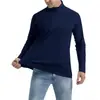 Moletom de gola alta com zíper parcial e mangas compridas para uso transfronteiriço para homens, esportes de corrida ao ar livre, secagem rápida, proteção solar, cor sólida, respirável, camiseta fitness