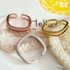 Anillo de diamante de cobre multicapa simple de estilo coreano con apertura geométrica, anillo cuadrado ajustable, anillo de dedo índice rojo de red de moda