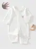Macacão de Bebê Verão Algodão Puro Roupas para Recém-Nascidos Verão Fino Macacão de Ar Condicionado para Bebê Manga Longa Body Anyang