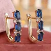 Europeo y Americano Transfronterizo Más Vendido Dorado Tres Ovalos Circonita Brazaletes para Oreja Temperamento Moderno Joyería de Aretes de Gama Alta Fabricante Mayorista