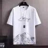 Moda Masculina de Verão Nova Marca Tendência Terno de Seda Gelada Ins Casual Verão Versátil Jovem Masculino Camiseta Solta