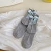 Calcetines de Corea del Sur para Mujer Populares en Internet Talón Lazo Grande Calcetines de Tubo Medio Verano Malla Fina Crema Calcetines Lolita