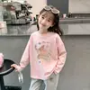 Camiseta de Manga Larga de Moda para Niña 2026 Primavera y Otoño Nueva Elegante Camiseta Infantil de Cuello Redondo Camiseta Básica de Algodón Puro para Niña Pequeña