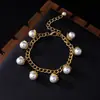 Pulsera de Perlas Medieval Europea y Americana Estilo Palacio Retro Vintage Joyería de Industria Pesada Hecha a Mano Pulsera Geométrica de Perlas Redondas de Diamante