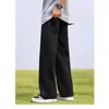 Jeans acampanados con forro de polar negro directo de fábrica para hombre, pantalones rectos holgados de moda de invierno para hombre de la alta calle americana