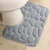 Alfombras Felpudos para Baño de Terciopelo Coral Alfombrilla Suelo Suave Absorbente Antideslizante Alfombrilla Suelo Pequeña Piedra Alfombrilla Suelo Forma de U