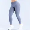 Calça de cintura baixa sem costura de nove pontos com franzidos na cintura e levantamento de quadril, três seções, para Amazon, calça de yoga, calça fitness