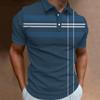 Camisa Polo Masculina Amazon 3D Gradiente Arco-Íris Listrada Moda Manga Curta Top Roupa Camiseta Respirável Camisa Polo