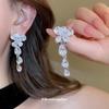 Pendientes con borlas de mariposa y circonitas superbrillantes de aguja plateada, collar, cadena de clavícula de moda, accesorios para vestidos de novia de alta calidad.