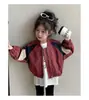 Jaqueta de Beisebol Color Block Outono para Meninas Roupas Infantis Primavera e Outono Estilosa Bebê de Um Ano Menina Roupas de Outono Top